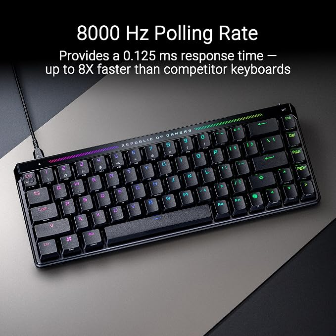 ASUS ROG Falchion Ace HFX Hall Effect Gaming Keyboard – 65% TKL, Dual USB-C, Magnetic Switches, Rapid Trigger, Speed Tap, 8000 Hz Polling, Touch Panel, Portable, Protective Cover, PBT Keycaps - Black - Image 4