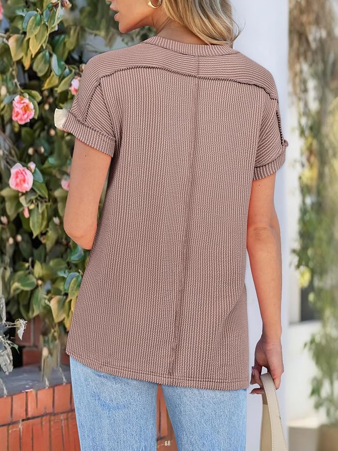 ANRABESS Womens Short Sleeve Crewneck Shirts Ribbed Knit High Low Hem T Shirt 2026 Summer Spring Casual Tops Trendy Clothes - Image 6