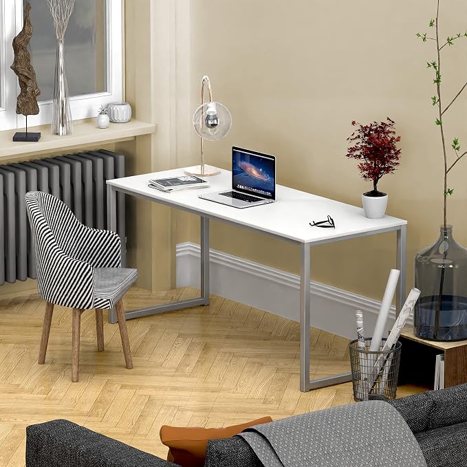 SHW Mission 55-Inch Home Office Computer Desk, White - Image 2