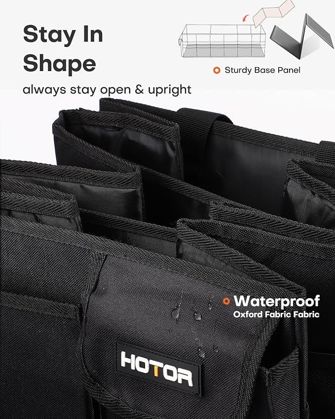 HOTOR Trunk Organizer for Car - Car Organizer, Foldable Trunk organizer for SUVs & Sedans, Sturdy Organization for Car Accessories, Tools, Sundries, Black, 3 Compartments, 31.9"×12.6"×10.6" - Image 4
