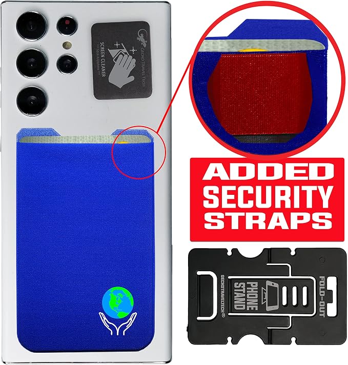 Phone Wallet - Adhesive Card Holder - Cell Phone Pouch - Stick on Lycra Pocket by Gecko - Carry Credit Cards and Cash - Image 6