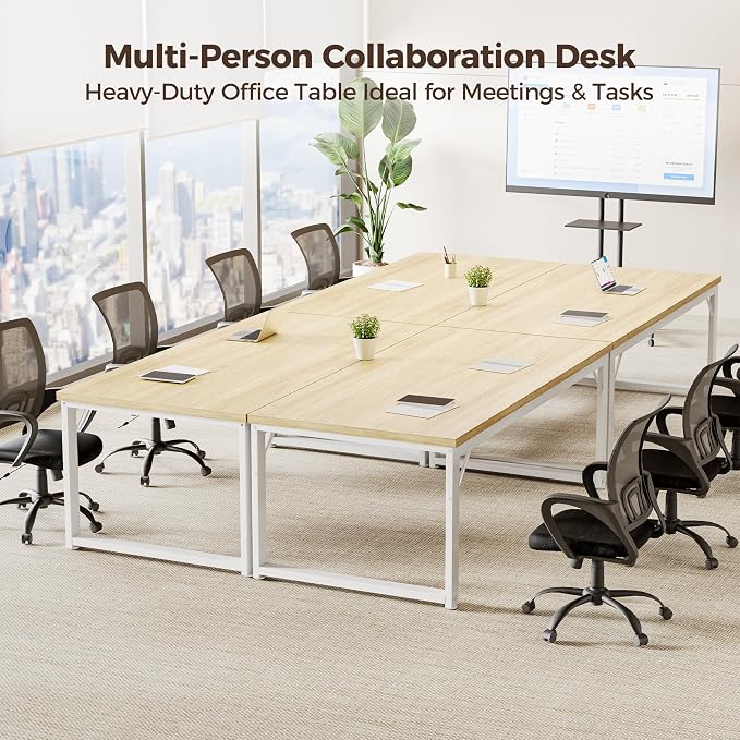 Mericonia 40 Inch Computer Desk, 1" Thick Small Office Table, Oak | Modern Simple Style, Heavy Duty Industrial Frame, Small Study & Writing Table for Home Bedroom Work - Image 7