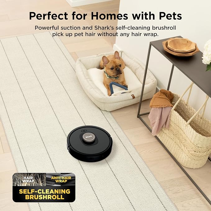 Shark AV2501AE AI Robot Vacuum with XL HEPA Self-Empty Base, Bagless, 60-Day Capacity, LIDAR Navigation, Perfect for Pet Hair, Compatible with Alexa, Wi-Fi Connected, Carpet & Hard Floor, Black - Image 4