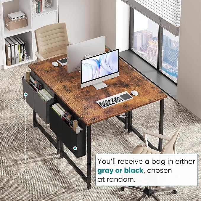 OLIXIS Small Computer Desk, 31 Inch Gaming Desks for Home Office | Writing Study Craft Work Table, Computer Workstation for Bedroom Small Spaces with Storage Bag, Rustic Brown - Image 4