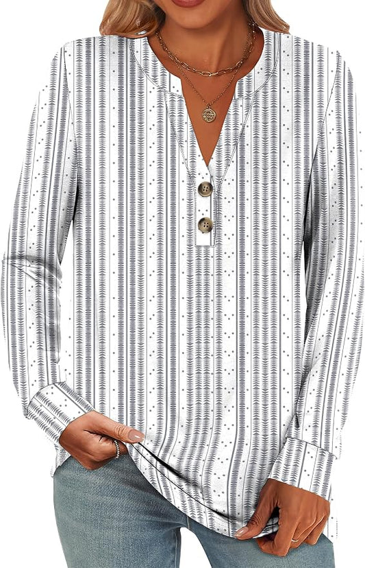 ANRABESS Women's Long Sleeve Shirts 2026 Spring Fashion Dressy Casual Tops Trendy Henley Blouses Cute Work Outfits Clothes by ANRABESS