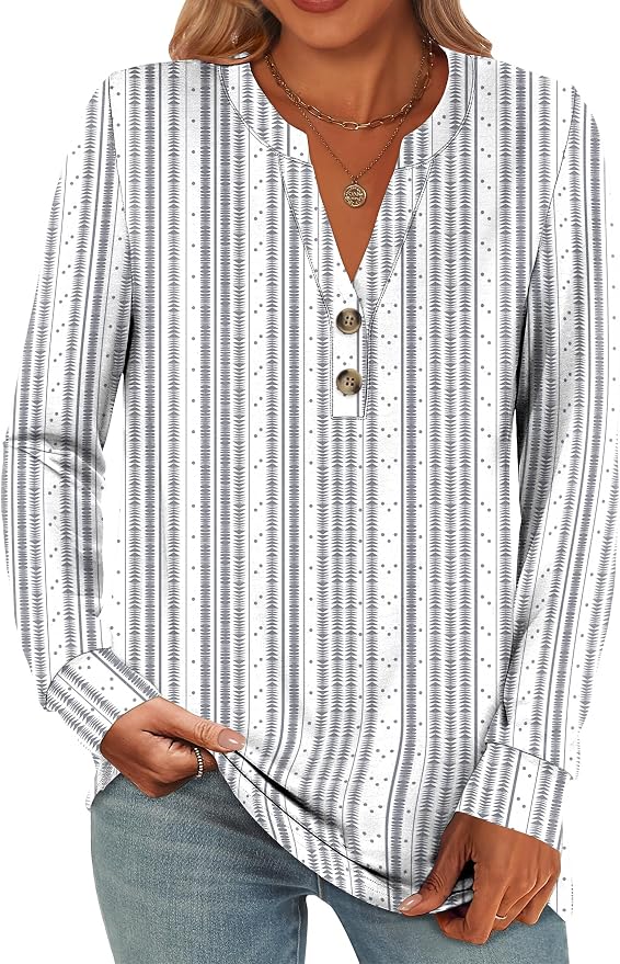 ANRABESS Women's Long Sleeve Shirts 2026 Spring Fashion Dressy Casual Tops Trendy Henley Blouses Cute Work Outfits Clothes by ANRABESS