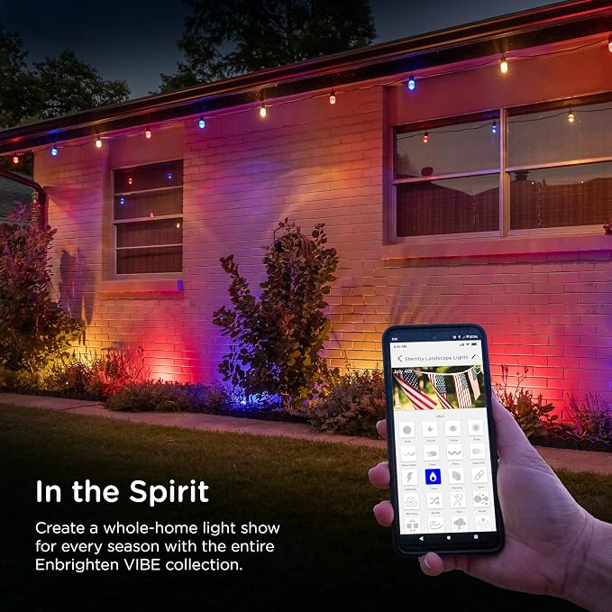 Enbrighten Vibe Eternity Garden Lights, 33ft, 8 RGBWIC LEDs, Waterproof, Uplights, Outdoor Landscape Lighting, Home Exterior Spotlight, Smart App, Works with Alexa, Google Home, 83789 - Image 2