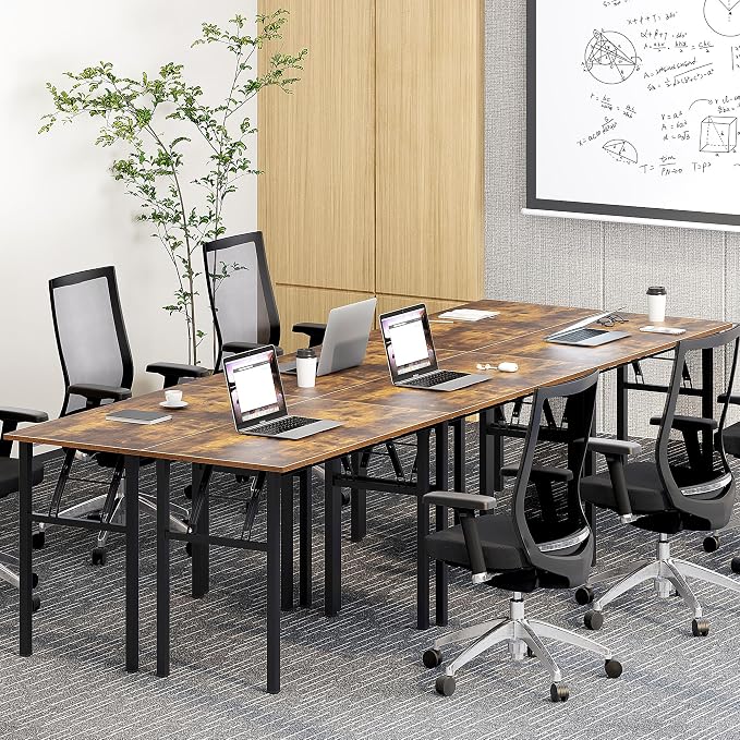 Need Office Computer Desk 47.2x23.6 in Sturdy Folding Laptop Table Retro | Black Frame Writing Gaming Work Table/Foldable Home Office Desk/Sewing Table, No Assembly Required - Image 5