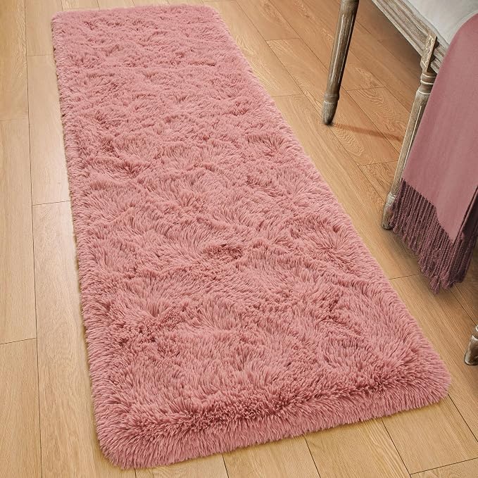 Tepook Soft Runner Rugs for Bedroom 2x6 ft with Rubber Backing, Blush Fluffy Rugs for Living Room, Shag Bedside Rug Fuzzy Plush Carpet for Room, Area Rug for Dorm Nursery Hallway Indoor Home Decor - Image 4