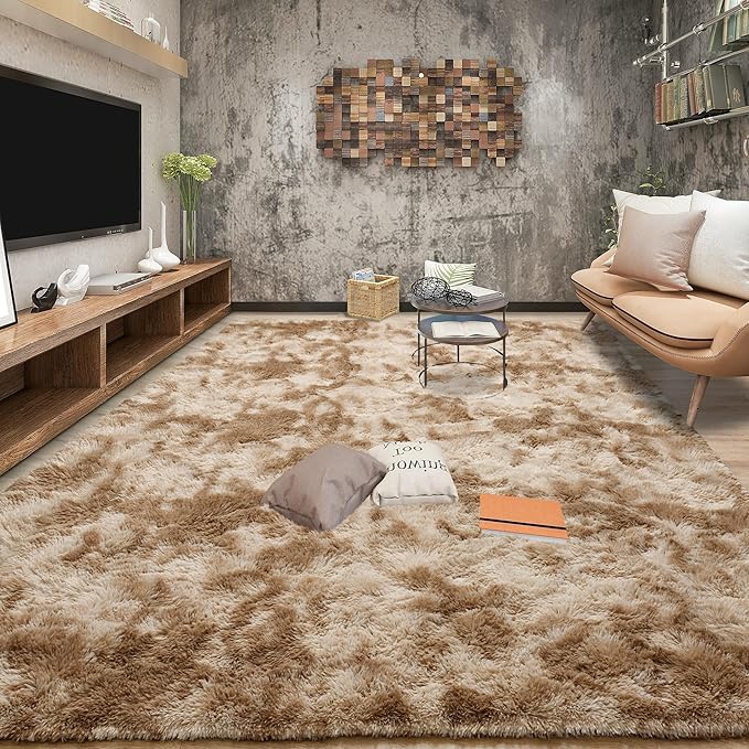 Tepook Soft Fluffy Rugs for Bedroom, 4x6 Area Rug for Living Room, Modern Shaggy Room Rug for Kids Boys Girls, Plush Throw Rugs Indoor Nursery Home Decor Rug with Non-Slip Bottom, Tie-Dyed Beige - Image 3