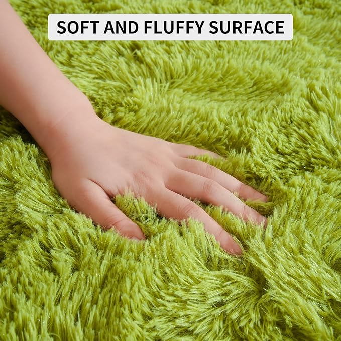 Tepook Fluffy Grass Green Rugs for Living Room Bedroom, 4x6 Soft Area Rug Moss Green Kids Girls Boys Rug, Indoor Plush Shaggy Non-Slip Carpet for Nursery Classroom Dorm Home Decor - Image 6