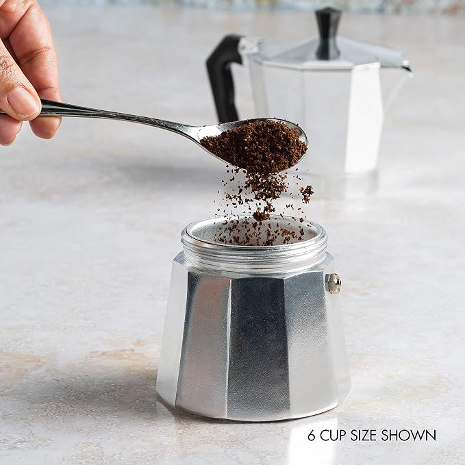 Primula Classic Stovetop Espresso and Coffee Maker, Moka Pot for Italian and Cuban Café Brewing, Greca Coffee Maker, Cafeteras, 12 Espresso Cups, Silver - Image 7