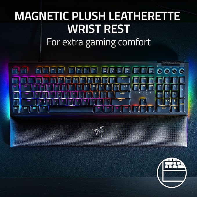 Razer BlackWidow V4 Mechanical Gaming Keyboard, Green Switches | Tactile & Clicky Switches, Chroma RGB, 6 Dedicated Macro Keys, Magnetic Wrist Rest, Doubleshot ABS Keycaps, Snap Tap - Image 5