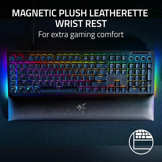 Razer BlackWidow V4 Mechanical Gaming Keyboard, Yellow Linear Switches | Chroma RGB, 6 Dedicated Macro Keys, Magnetic Wrist Rest, Doubleshot ABS Keycaps - Image 5