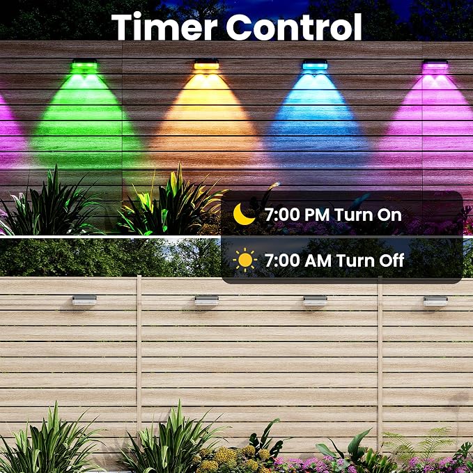 Outdoor Fence Lights, 8 Packs Smart Outdoor Deck Lights RGBCW+IC, with App/Remote Control, Color Changing Lights for Fence, IP67 Waterproof for Backyard Railing Decor (50FT) - Image 6