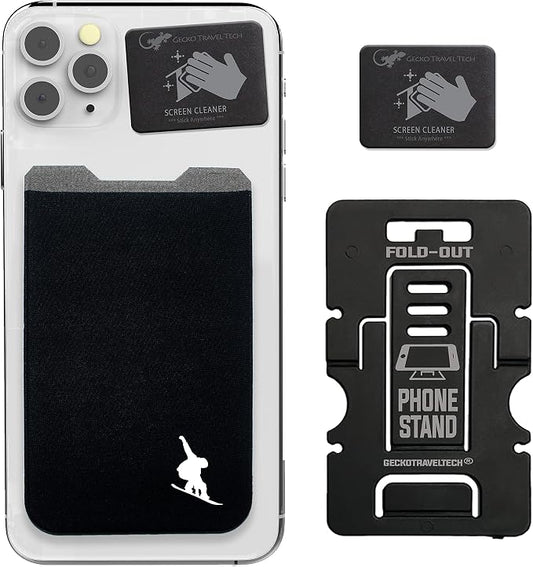 Phone Wallet - Adhesive Card Holder - Cell Phone Pouch - Stick on Lycra Pocket by Gecko - Carry Credit Cards and Cash by GeckoTravelTech