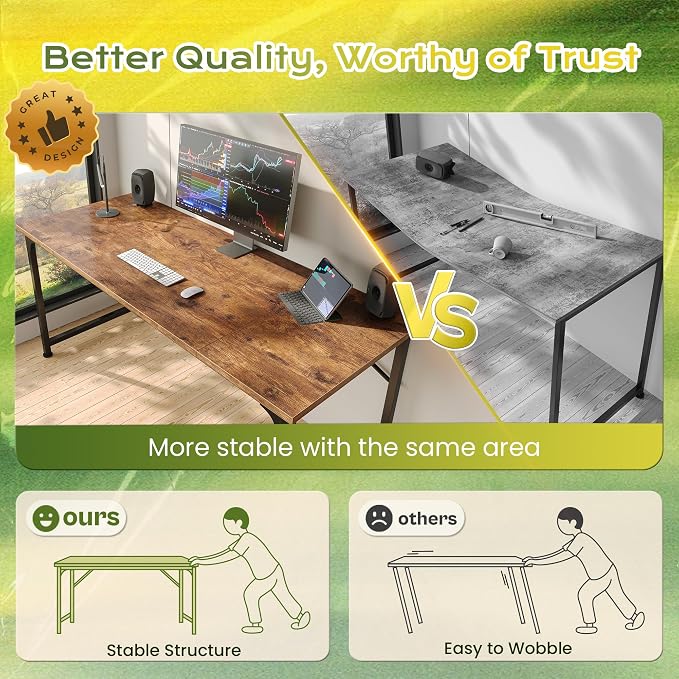 PRAISUN 40 Inch Computer Desk, Home Office Desk with Spacious Desktop, Rustic Brown - Image 4