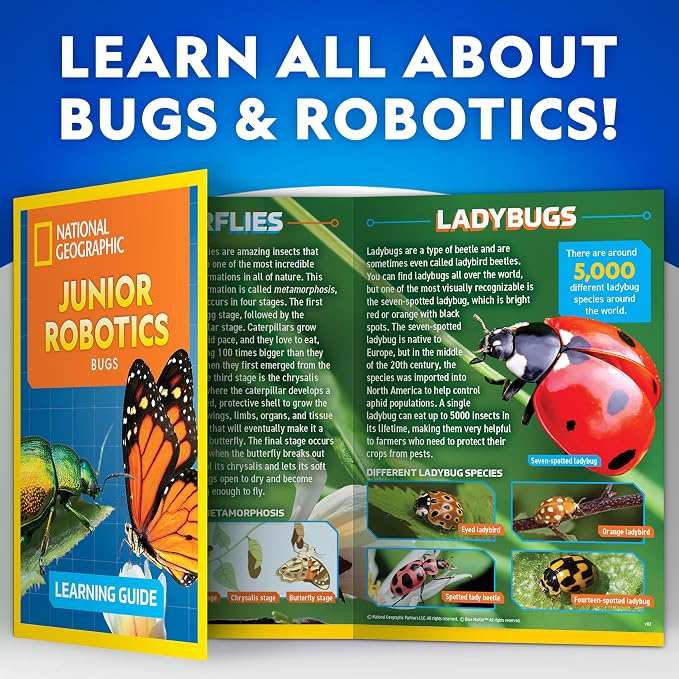 National Geographic Robotic Bug Engineering Science Kit for Kids | Build a Robot Insect, Flapping Wings, Butterfly, Ladybug, and Beetle Skins, Animatronic Engineering, STEM Activity - Image 6