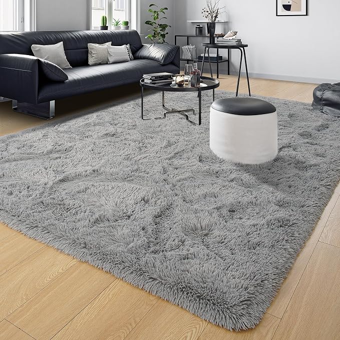 Tepook Area Rugs 10x14 for Living Room, Super Soft Fluffy Rugs for Bedroom, Modern Shaggy Rug Fuzzy Carpets for Kids, Plush Indoor Nursery Home Decor Rug with Non-Slip Bottom, Grey - Image 8