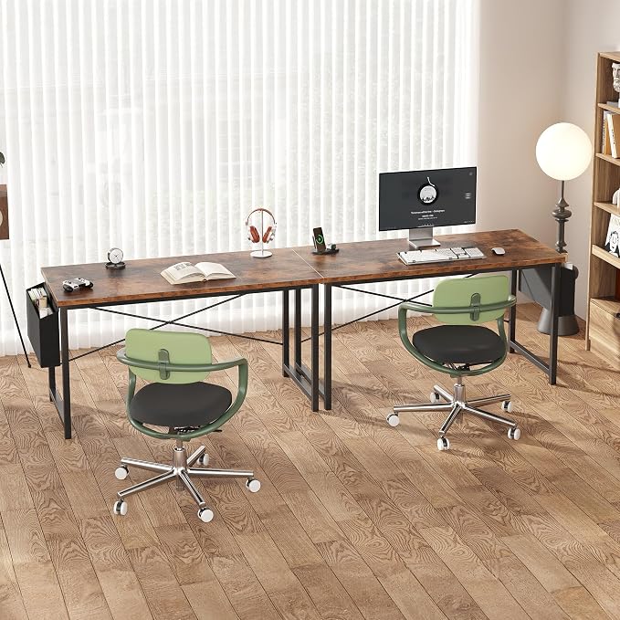 OLIXIS Computer Desk, 55 Inch Gaming Desks for Home Office Small Spaces | Writing Study Craft Work Table, Computer Workstation for Bedroom with Storage Bag, Rustic Brown - Image 8