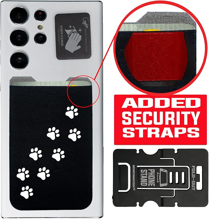 Phone Wallet - Adhesive Card Holder - Cell Phone Pouch - Stick on Lycra Pocket by Gecko - Carry Credit Cards and Cash - Image 7