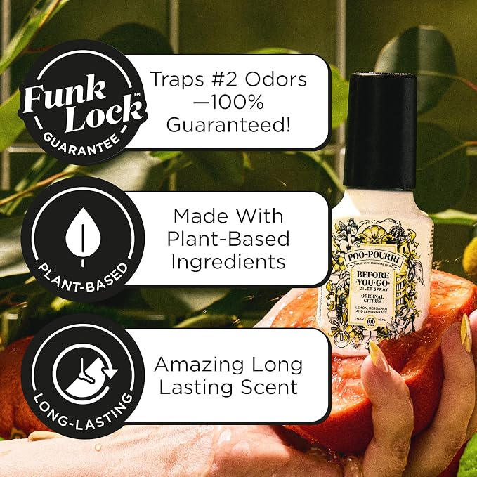 Poo-Pourri Before-You-Go Toilet Spray, Original Citrus, 2 Fl Oz, Up to 100 Uses, Bathroom Odor Deodorizer with Essential Oils for Home or Work, Travel Essentials, TSA Approved Size, Lemon Bergamot - Image 2