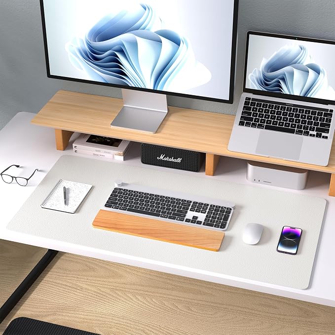 Aothia Leather Desk Pad Protector, Mouse Pad, Office Desk Mat, Non-Slip PU Leather Desk Blotter, Laptop Desk Pad, Waterproof Desk Writing Pad for Office and Home (Off-White,31.5" x 15.7") - Image 9