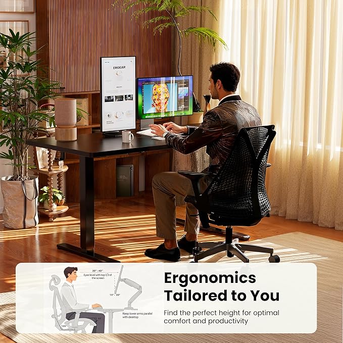 ErGear Height Adjustable Electric Standing Desk, 48 x 24 Inches Sit Stand up Desk, Memory Computer Home Office Desk, Grey - Image 8