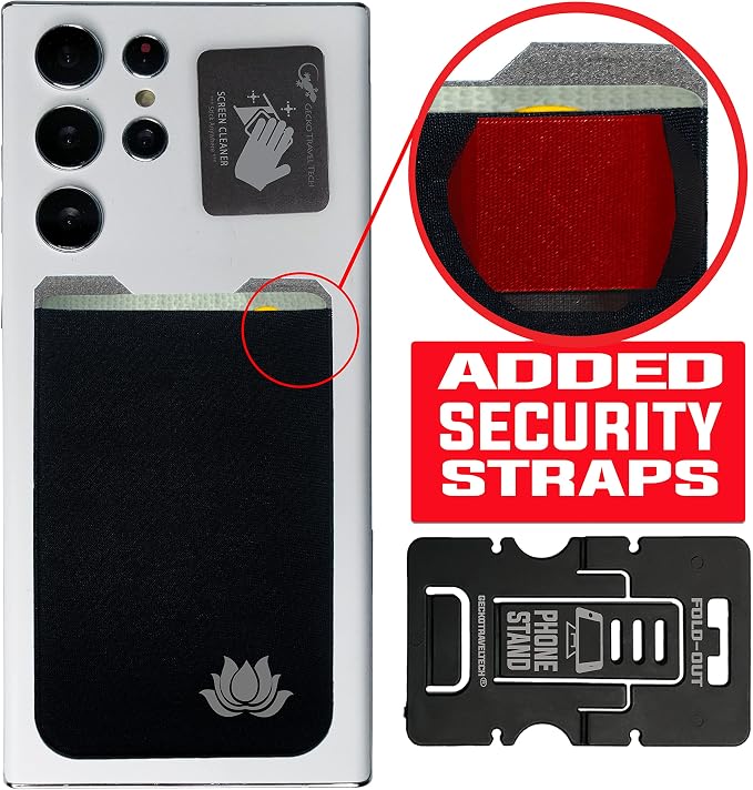Phone Wallet - Adhesive Card Holder - Cell Phone Pouch - Stick on Lycra Pocket by Gecko - Carry Credit Cards and Cash - Image 8