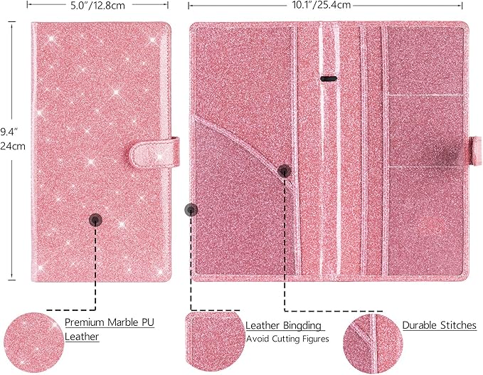 TOURSUIT Car Registration and Insurance Card Holder, Glitter Pink | Vehicle License Document Organizer, Glove Box Compartment, Interior Car Accessories, For Women Men - Image 4