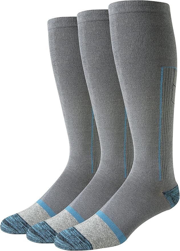 Amazon Essentials Men's Knee High Graduated Compression Socks for Circulation, Swelling, Arch Support, 3 Pairs by AmazonEssentials