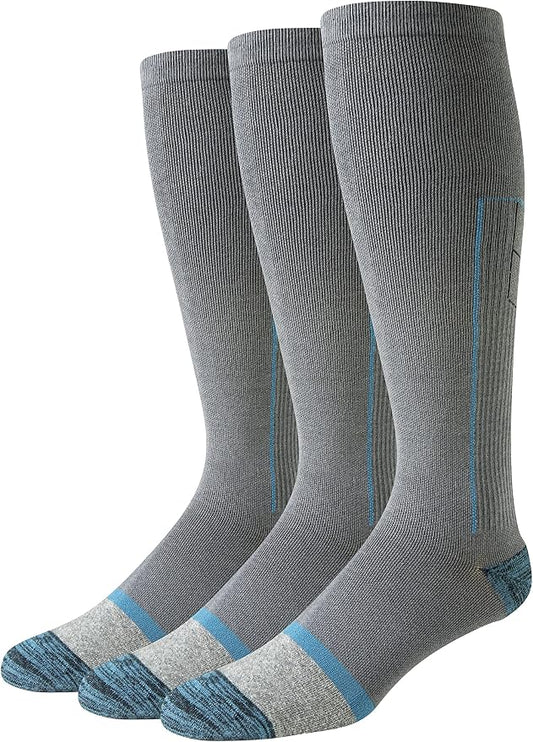 Amazon Essentials Men's Knee High Graduated Compression Socks for Circulation, Swelling, Arch Support, 3 Pairs by AmazonEssentials