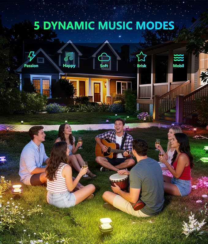 DeckTok 50ft Smart RGBCW LED Outdoor Ground Lights IP67 Waterproof 15 Pack | 100LM Pathway Lights Work with Alexa Google Assistant, Landscape Lighting for Path Yard Lawn Patio Pool Fence & Party Decor - Image 5