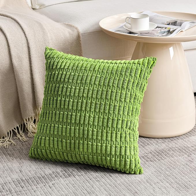 Fancy Homi 4 Packs Decorative Throw Pillow Covers for Living Room Couch Bed, Modern Farmhouse Boho Home Décor Accent Cushion Case, 16" x 16", Lime Green - Image 2