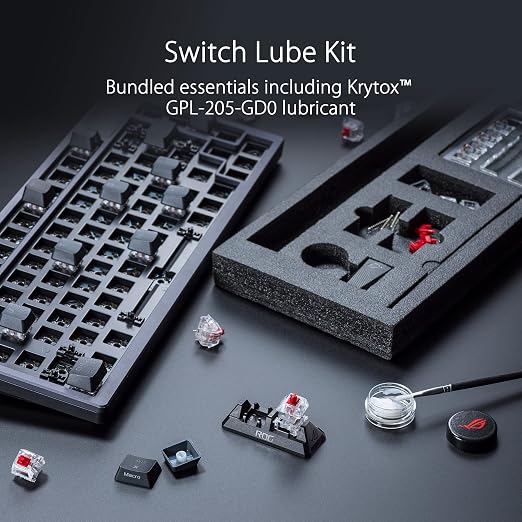 ASUS ROG Azoth Wireless Mechanical Gaming Keyboard – 75% TKL, Tri-Mode Connectivity, Hot Swappable Pre-lubed ROG NX Storm Clicky Switches, PBT Keycaps, RGB, OLED Display, PC/Mac Support - Black - Image 6