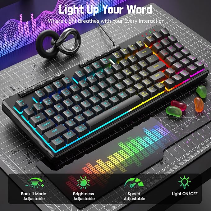 Redragon K517 Pro Wired Gaming Keyboard, RGB Backlit, Mechanical Feel 94 Keys Computer Keyboard with 4 Macro Keys, Number Pad, Anti-Ghosting, 4000mAh Battery for Win/MAC, PS4/5, Xbox - Image 6