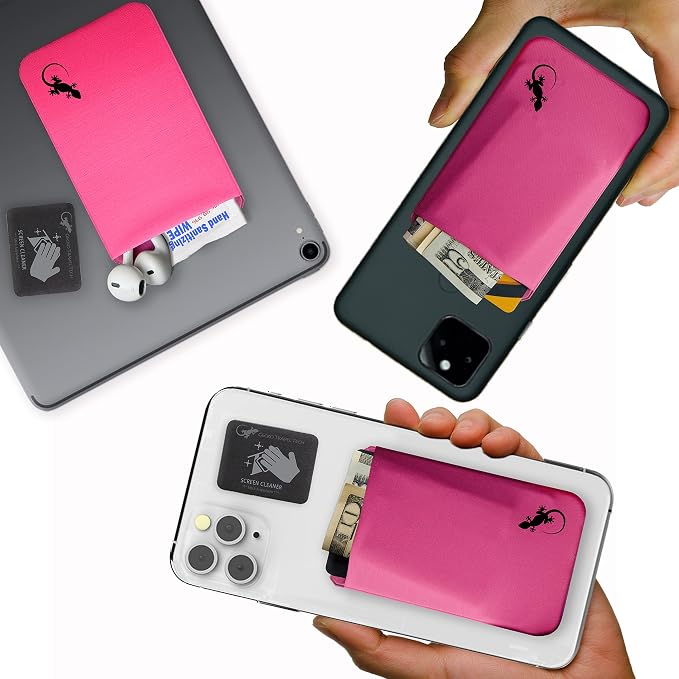 Phone Wallet - Adhesive Card Holder - Cell Phone Pouch - Stick on Lycra Pocket by Gecko - Carry Credit Cards and Cash - Image 2