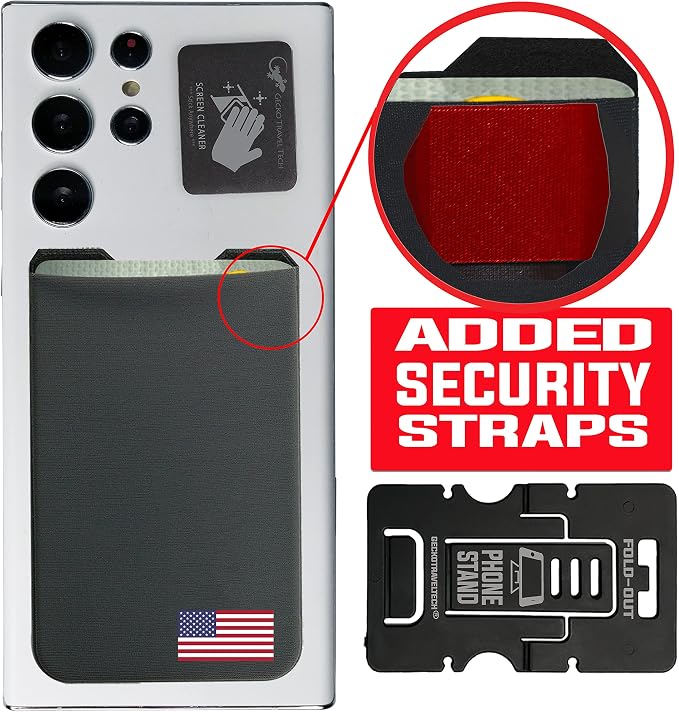Phone Wallet - Adhesive Card Holder - Cell Phone Pouch - Stick on Lycra Pocket by Gecko - Carry Credit Cards and Cash - Image 5