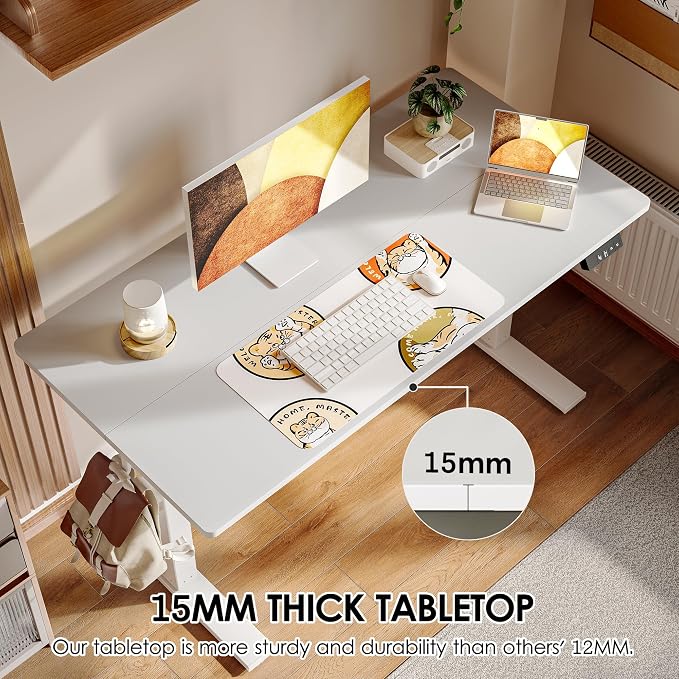 TIQLAB Height Adjustable Electric Standing Desk, 40 x 24 inch, Sit Stand Up Desk, Splice Board, Computer Home Office Desk, White Top - Image 5