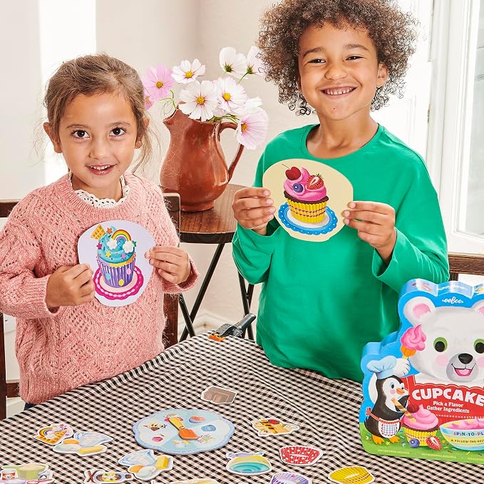 eeBoo: Cupcake Shaped Spinner Game - Animal & Baking Themed Game for Kids, Spin to Collect Ingredients, Preschool, Ages 3+, 2-4 Players - Image 5