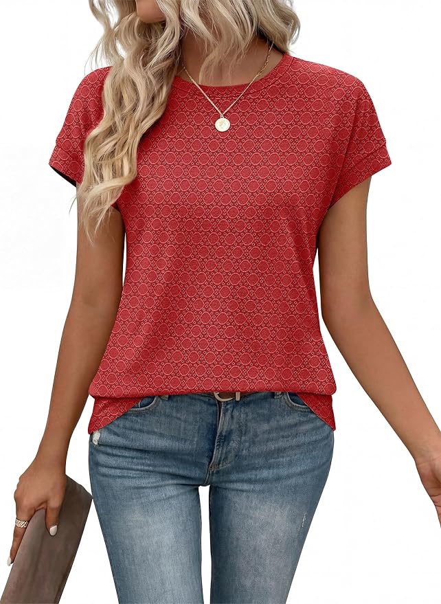 Alaroo Womens Summer Tops Short Sleeve Shirts Crew Neck Tshirt Cute Trendy Tunic Blouses (S-3XL) - Image 2