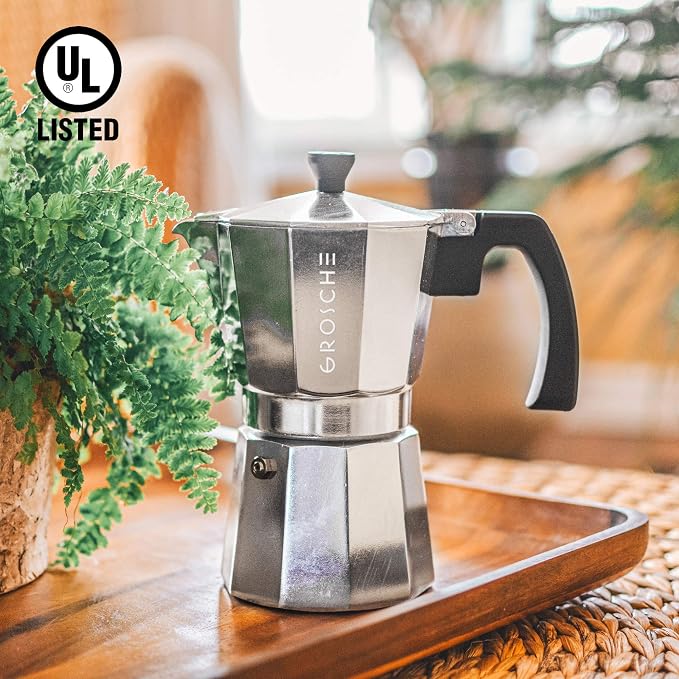 GROSCHE Milano Moka Pot | 9 Espresso Cup - 15.2 oz | Stovetop Espresso Percolator & Coffee Maker – Portable, Ideal for Home and Camping | Cuban Coffee Maker And Italian Moka Pot For Stovetop Espresso; For Gas, Electric, And Propane Stoves With A Soft-T... - Image 2