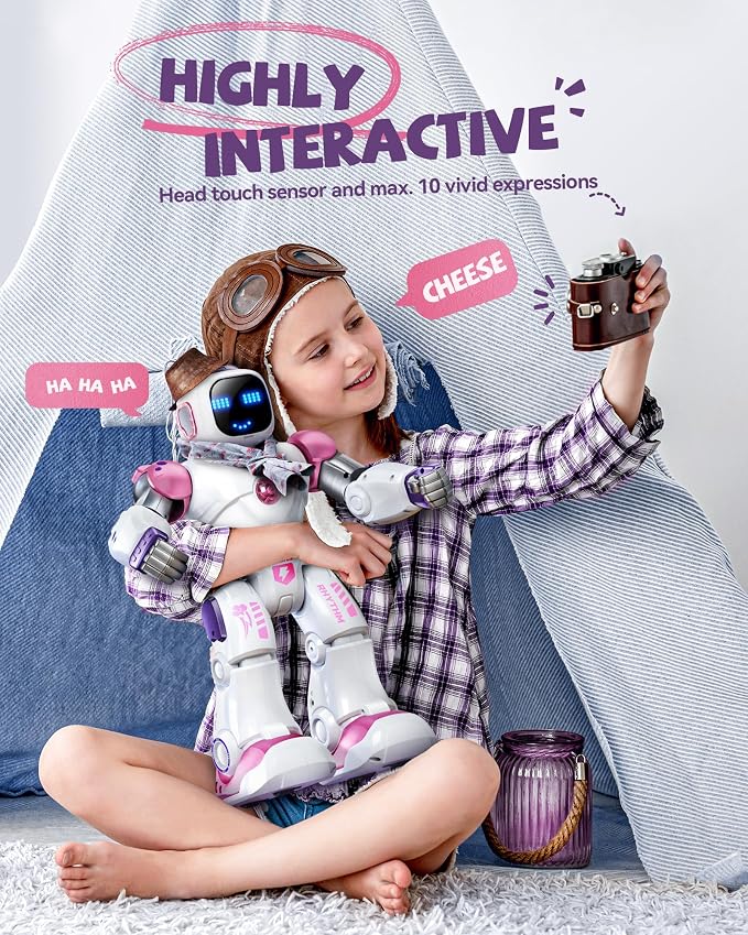 Ruko 1088 Interactive Robot Toy, Gifts for Boys & Girls Ages 4-9, Pink | Large Programmable Robot, Music & Dance, Rechargeable, Remote Control & App Control & Voice Command, Gifts for Boys & Girls - Image 8