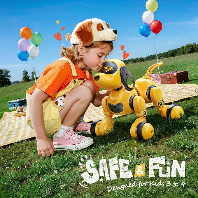 Ruko 18011 Smart Robot Dog Toy with Gesture & Remote Control, Yellow | Durable Interactive Touch Sensor Puppy with LED Expressions, Perfect for Home Play, Ideal Birthday Gift for Kids Ages 3-8 - Image 4