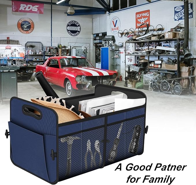 Femuar Car Trunk Organizer,Car Storage Organizer with 72L Large Capacity Waterproof Collapsible and 11 Pockets,Trunk Organizer for Car Suv/Jeep/Sedan, Large Size,Blue - Image 7