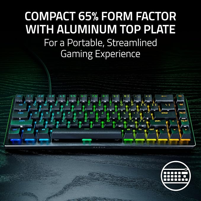 Razer Huntsman V3 HE Magnetic Mini 65% 8KHz Wired Gaming Keyboard | Hall Effect Magnetic Switches, 8000 Hz Polling, Razer Snap Flex,Razer Snap Tap, Rapid Trigger, Adjustable Actuation - Image 9
