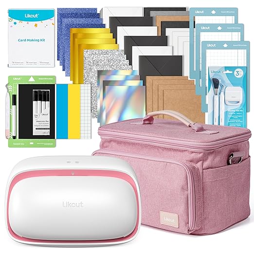 Likcut Vinyl Cutter Machine Cardstock Creator Bundle with Carrying Case & Accessories - Create a Sticker Machine, Portable Vinyl Printer for HTV, Cardstock and Creative DIY Joy by CreateDIYCraftyFunwithLikcut