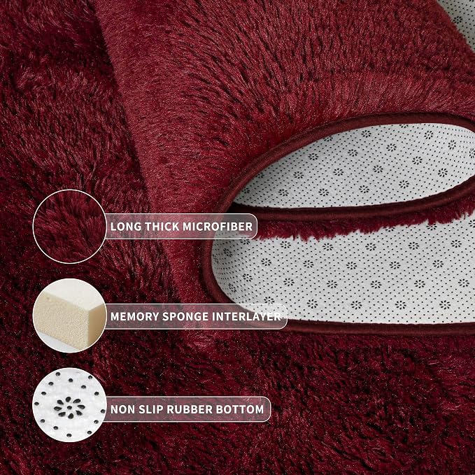 Tepook Fluffy Burgundy Rugs for Living Room, 6x9 Dark Red Area Rug for Bedroom, Soft Shaggy Plush Floor Carpet for Kids Girls Boys Room, Indoor Non Slip and Washable Carpets for Nursery Home Decor - Image 5
