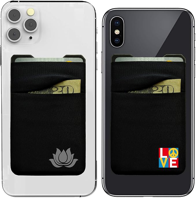 Gecko Travel Tech Double Pocket - Adhesive Card Holder - Cell Phone Pouch - Stick on Spandex Pocket - Carry Credit Cards and Cash (2 PACK - ENLIGHTENED - COMBO) by GeckoTravelTech