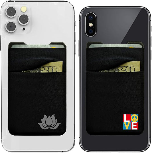 Gecko Travel Tech Double Pocket - Adhesive Card Holder - Cell Phone Pouch - Stick on Spandex Pocket - Carry Credit Cards and Cash (2 PACK - ENLIGHTENED - COMBO) by GeckoTravelTech